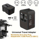 All-in-One Worldwide Travel Adapter – Universal Power Plug with 2 USB Ports for Global Travel