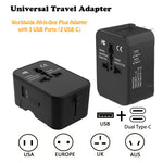 All-in-One Worldwide Travel Adapter – Universal Power Plug with 2 USB Ports for Global Travel